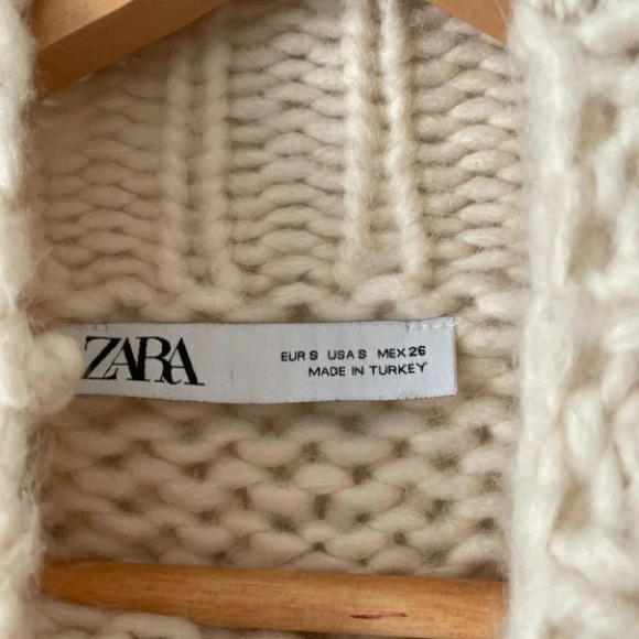 Zara Openwork Cable Knit Sweater High Neck Ecru White Size Small - Picture 10 of 12